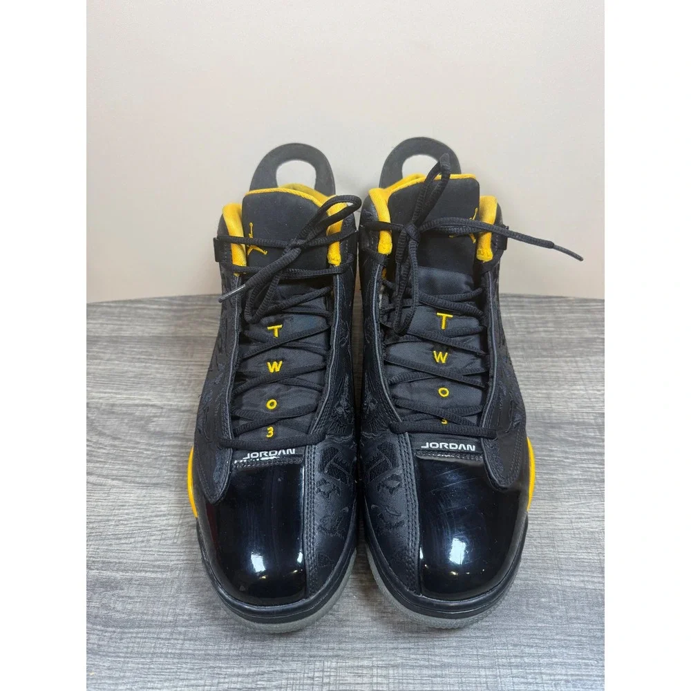 Jordan Dub Zero Black Taxi Yellow Laser Etched Sneakers 311046-071 Mens 12